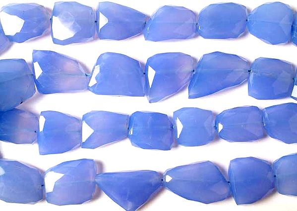 Faceted Blue Chalcedony Flat Tumbles