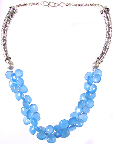 Faceted Blue Chalcedony Necklace