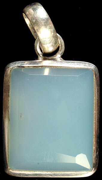 Faceted Blue Chalcedony Octagonal Pendant