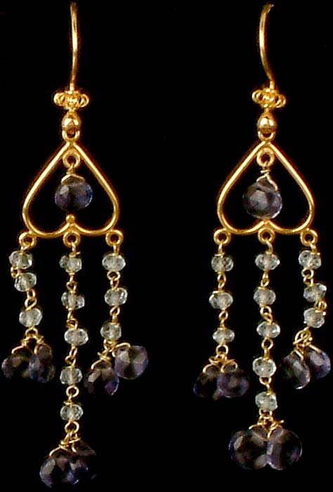 Faceted Blue Topaz & Iolite Chandeliers