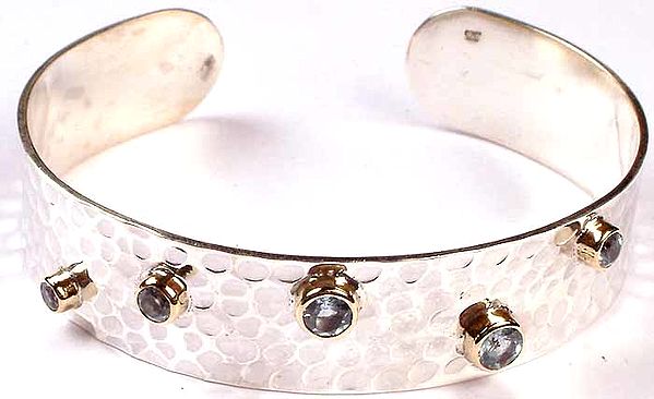Faceted Blue Topaz Bracelet with Dimples