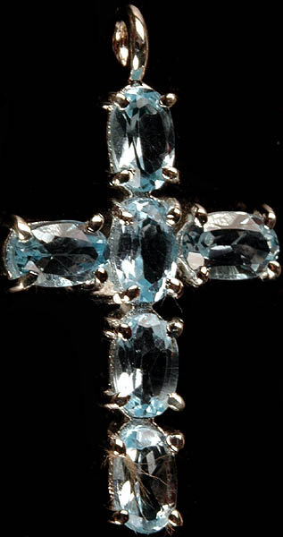 Faceted Blue Topaz Cross Pendant