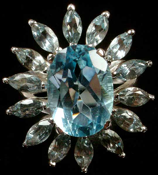 Faceted Blue Topaz Flower