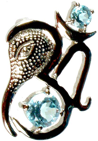 Faceted Blue Topaz Ganesha Om Designer Pendant