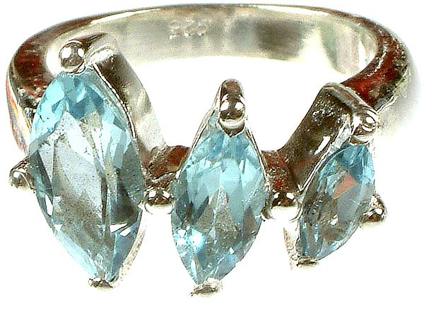 Faceted Blue Topaz Marquis Ring
