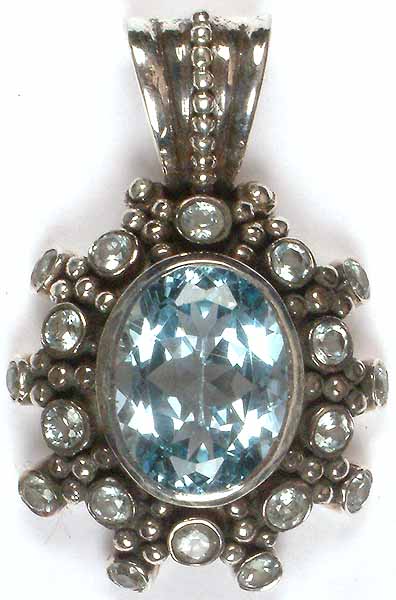 Faceted Blue Topaz Pendant