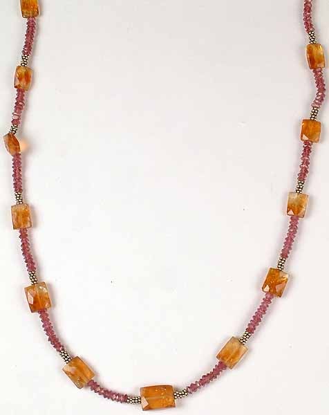 Faceted Brown & Pink Tourmaline Necklace