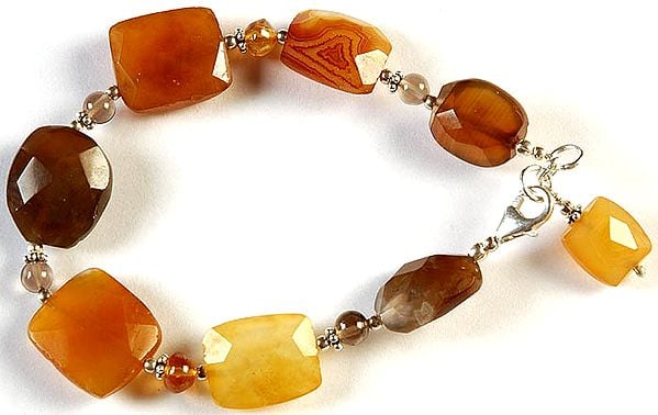 Faceted Brown Chalcedony Bracelet with Yellow Chalcedony