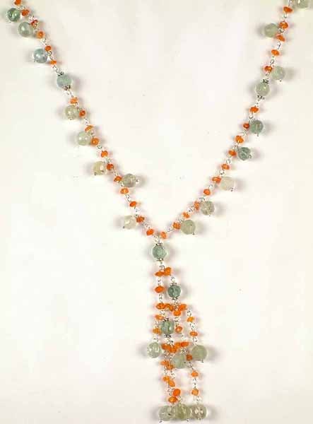 Faceted Carnelian & Aquamarine Necklace