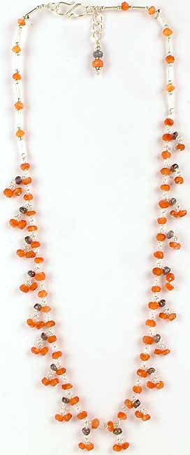 Faceted Carnelian and Iolite Necklace