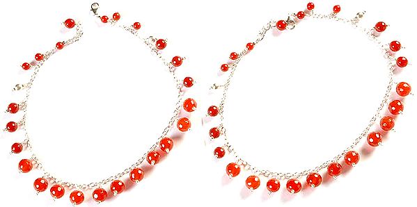 Faceted Carnelian Anklets (Price Per Pair)