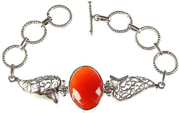 Faceted Carnelian Bracelet with Toggle Lock