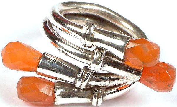 Faceted Carnelian Drop Ring