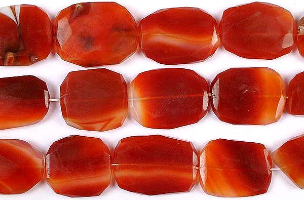 Faceted Carnelian Flat Tumbles