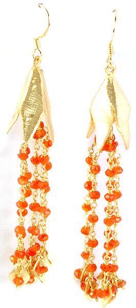 Faceted Carnelian Gold Plated Chandeliers