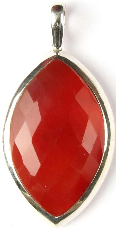 Faceted Carnelian Marquis Pendant