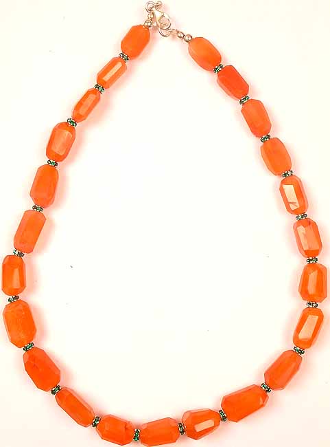 Faceted Carnelian Necklace with Swarovski
