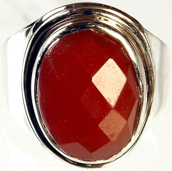 Faceted Carnelian Oval Ring