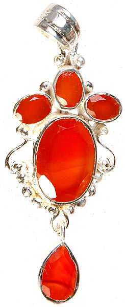 Faceted Carnelian Pendant with Charms