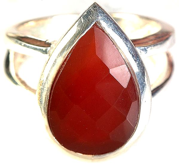 Faceted Carnelian Ring