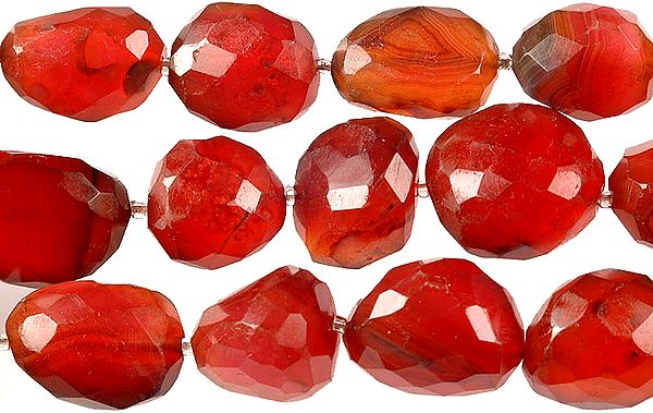 Faceted Cherry Chalcedony Tumbles