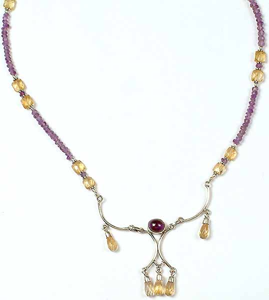 Faceted Citrine & Amethyst Necklace