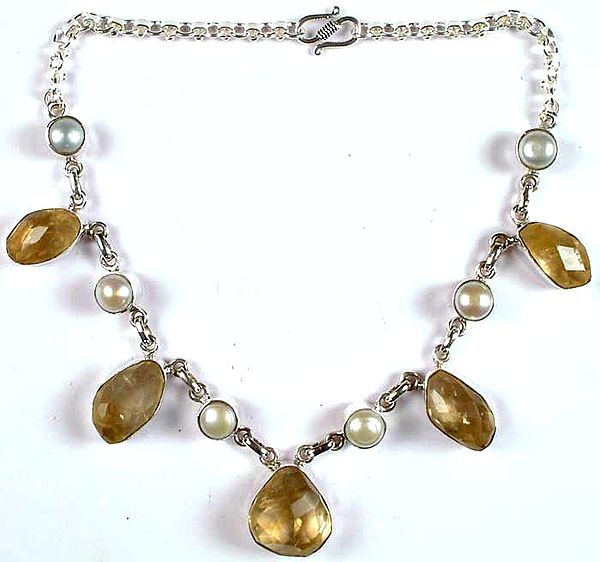Faceted Citrine & Pearl Necklace