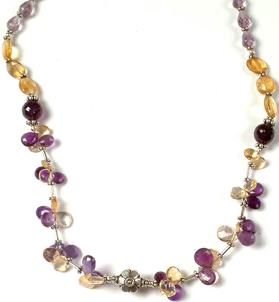Faceted Citrine and Amethyst Necklace