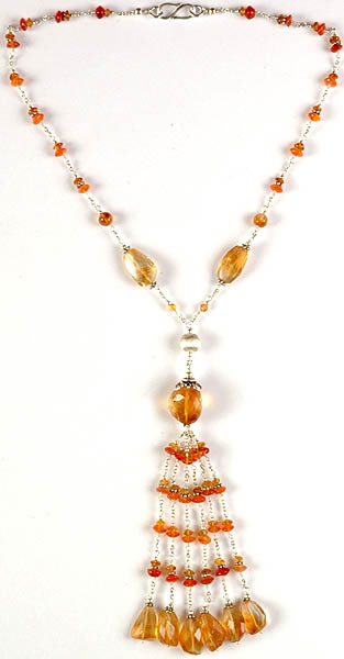 Faceted Citrine and Carnelian Charming Necklace