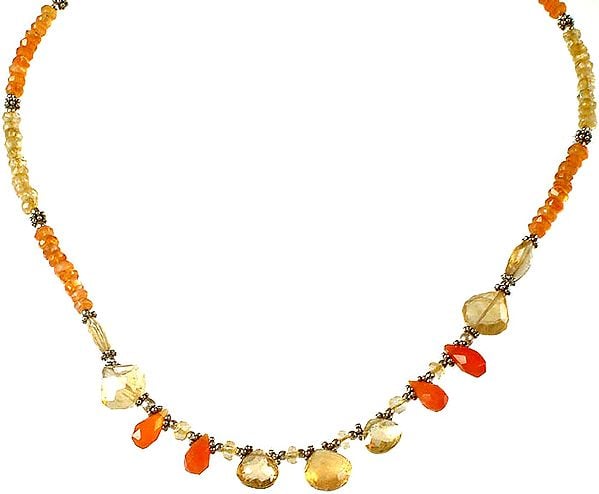 Faceted Citrine and Carnelian Necklace