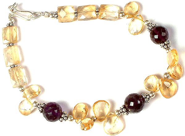 Faceted Citrine Bracelet with Amethyst