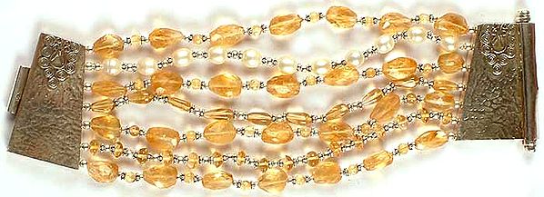 Faceted Citrine Bracelet With Pearl