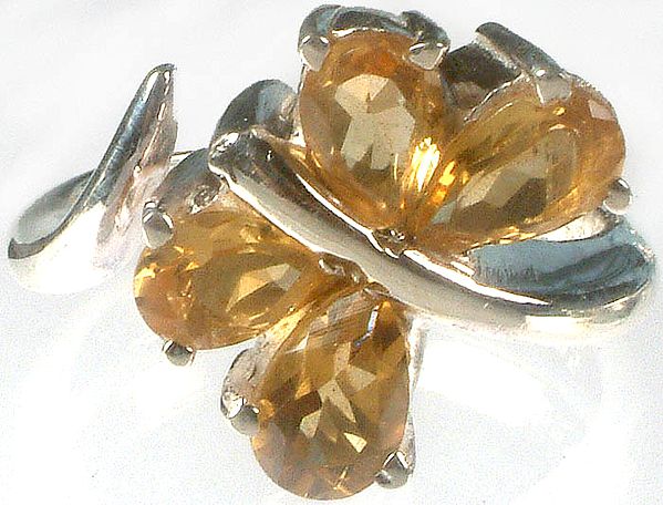 Faceted Citrine Butterfly Ring  (Adjustable Size)
