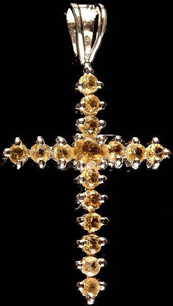 Faceted Citrine Cross Pendant