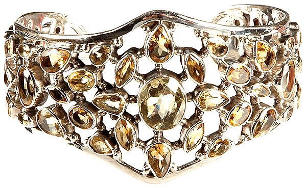 Faceted Citrine Cuff Bangle