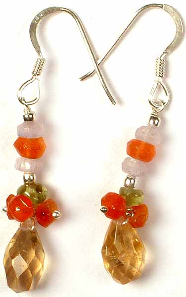 Faceted Citrine Drop Earrings with Gemstone