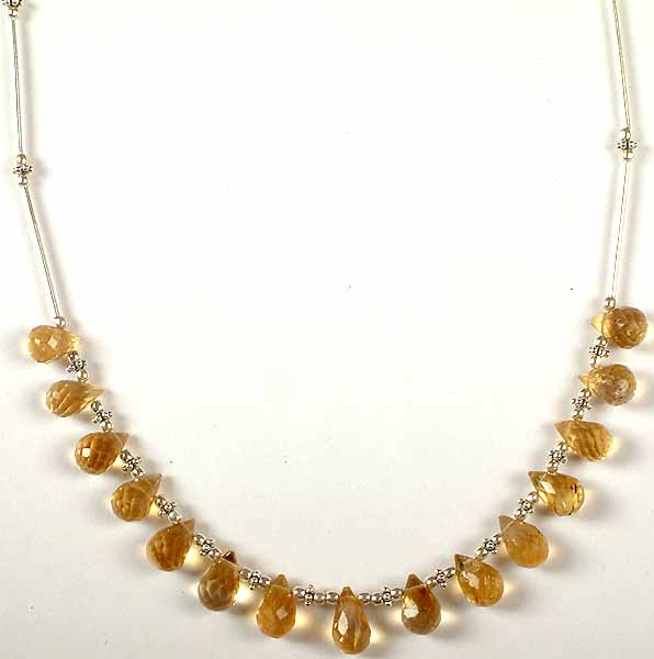 Faceted Citrine Drop Necklace