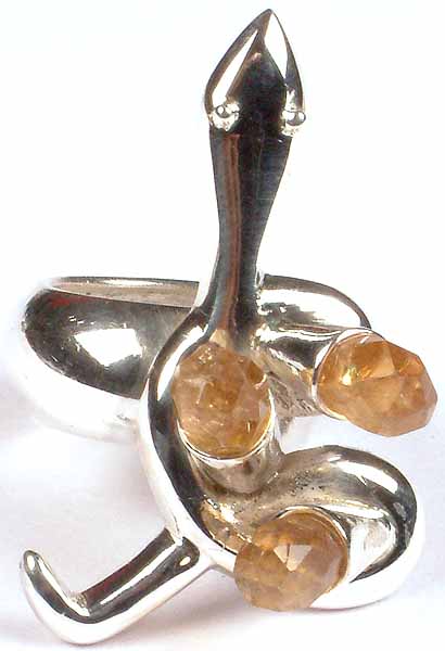 Faceted Citrine Drop Serpent Ring