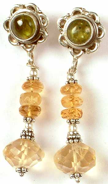 Faceted Citrine Earrings with Peridot