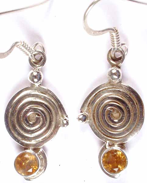 Faceted Citrine Earrings with Spiral