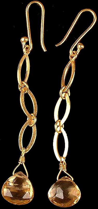 Faceted Citrine Gold Earrings