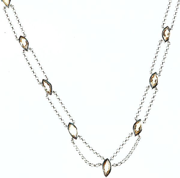 Faceted Citrine Marquis Necklace