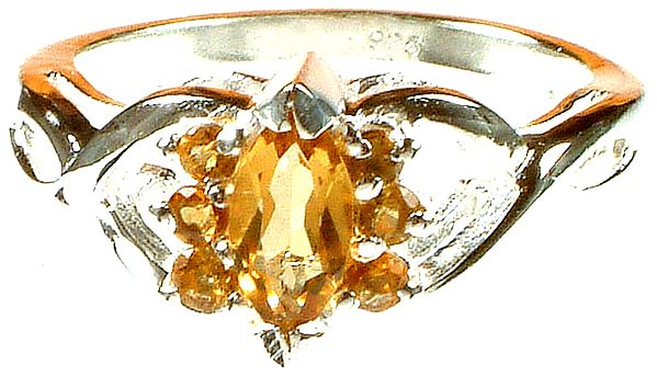 Faceted Citrine Marquis Ring