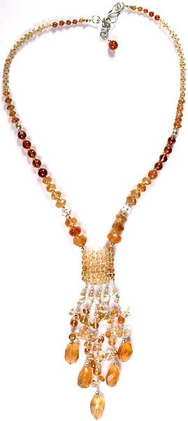 Faceted Citrine Necklace with Charms