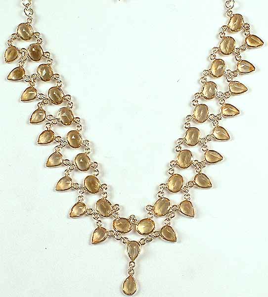 Faceted Citrine Necklace With Dangle