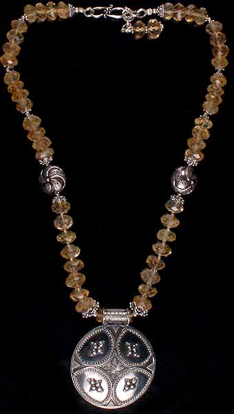 Faceted Citrine Necklace with Granulated Pendant