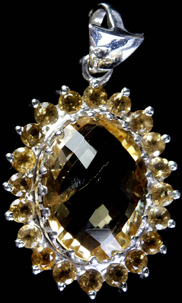 Faceted Citrine Oval Pendant