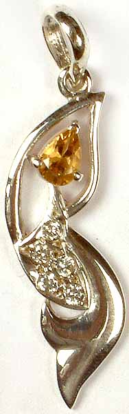Faceted Citrine Pendant with Cubic Zirconia