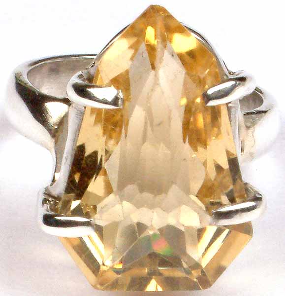 Faceted Citrine Ring | Exotic India Art