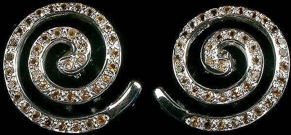 Faceted Citrine Spiral Earrings